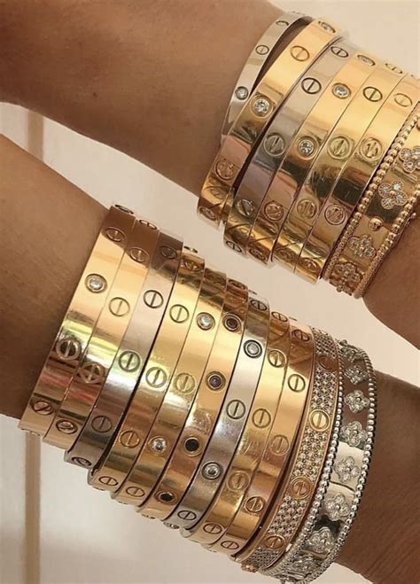 cartier love bracelet stack pattern.